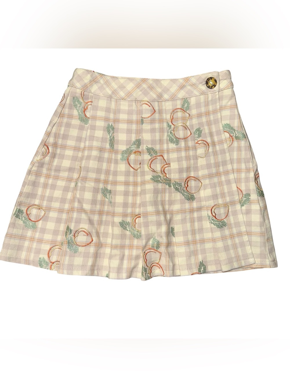 Urban Outfitters Pleated Pastel Peach-Print Mini Skirt Women’s Sz XS